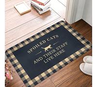 Alfombra de patio con gatos mimados y su personal vive aquí, lavable a máquina