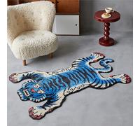 Alfombra de pelo alto con diseño de tigre tibetano de 5 x 3.3 pies, para interiores, lavable a máquina, con respaldo antideslizante de TPR, decoración para dormitorio, baño, sala de estar y comedor