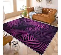 Alfombra de Pelo Corto 120x170 cm PatróN Abstracto de Rayas de Cebra Alfombra Tela de Franela Suave TPR Respaldo Antideslizante, PúRpura para Salón Dormitorio Habitación para Niños