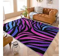 Alfombra de Pelo Corto 200x300 cm PatróN de Cebra de Moda Alfombra Tela de Franela Suave TPR Respaldo Antideslizante, PúRpura para Salón Dormitorio Habitación para Niños