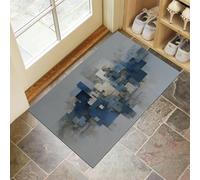 Alfombra de Pelo Corto 40x60cm, Alfombra Entrada Casa Bloques Colores Neutros Felpudo Paisaje Urbano Abstracto Antideslizante Lavables en Lavadora para Habitacion BañO Cocina Exterior, Azul Grisáceo