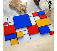 Alfombra de Pelo Corto 40x60cm, Alfombra Entrada Casa Bloques De Colores Irregulares Felpudo Geometría Sólida Abstracta Antideslizante Lavables en Lavadora para Habitacion BañO Cocina Exterior, Azul