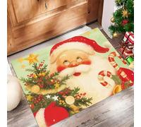 Alfombra de Pelo Corto 40x60cm, Alfombra Entrada Casa Papá Noel Árbol Navidad Bastón Caramelo Felpudo Retro Lindo Antideslizante Lavables en Lavadora para Habitacion BañO Cocina Exterior, Verde Claro
