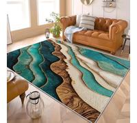 Alfombra de Pelo Corto 60x90 cm Dunas de MáRmol Abstractas Alfombra Tela de Franela Suave TPR Respaldo Antideslizante, Verde para Salón Dormitorio Habitación para Niños