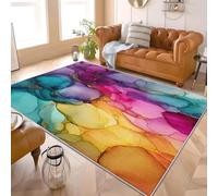 Alfombra de Pelo Corto 60x90 cm Pintura Abstracta de Tinta de MáRmol Alfombra Tela de Franela Suave TPR Respaldo Antideslizante, Vistoso para Salón Dormitorio Habitación para Niños