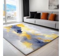 Alfombra de Pelo Corto Antideslizante con Patrón Moderno Lámina Dorada Mármol, Alfombra Decorativa para Salón, Habitación, Dormitorio y Comedor (120 x 170 cm, Gris Claro)