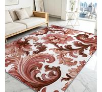 Alfombra de pelo corto lavable 140 x 200 cm, diseño de Paisley alfombra de salón, barroco vintage suave antideslizante moqueta para entrada interior, dormitorio, cocina, habitación infantil