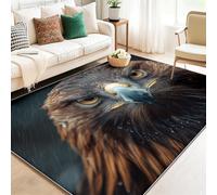 Alfombra de Pelo Corto Lavable a Máquina, Diseño Estampado Aves Águila Fotografía, Antideslizante, Suave y Resistente, para Salón Dormitorio y Pasillo (120 x 170 cm, Oscuro)