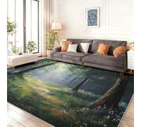 Alfombra de Pelo Corto Lavable a Máquina, Diseño Estampado Misterioso Bosque Luz del Sol Camino, Antideslizante, Suave y Resistente, para Salón Dormitorio y Pasillo (160 x 230 cm, Vistoso)