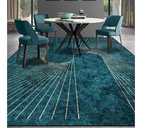 Alfombra de pelo corto lavable, antideslizante, diseño abstracto moderno para dormitorio, cocina, pasillo, color verde oscuro, 140 x 200 cm, elegante decoración del hogar, fácil cuidado