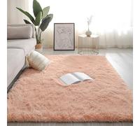 Alfombra de Pelo Largo Lavable a máquina para la Sala de Estar y la mesita de Noche del Dormitorio, Color Duradero y Resistente a la Pelusa, Rica y esponjosa Light Bean Paste 120 * 200cm