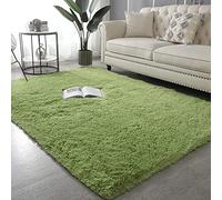 Alfombra de pelo sintético suave, lavable, para sala de estar, sala de juegos, decoración del hogar, color verde, 100 x 200 cm