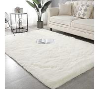 Alfombra de piel de oveja sintética suave de lujo, 80 x 200 cm, antideslizante, acogedora alfombra de piel sintética para niños, sala de juegos, decoración del hogar, sala de estar, color blanco