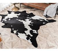Alfombra de piel sintética con estampado de vaca más grande, color blanco y negro, alfombra de piel de vaca, alfombra con estampado de animales, para el hogar, 158 x 220 cm, 1,6 x 2,2 m