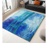 Alfombra de pintura al óleo verde puente lago salón 160 x 230 cm, muy suave de pelo corto, alfombra para dormitorio, lavable, antideslizante, para habitación juvenil, baño, verde claro