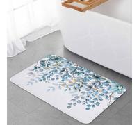 Alfombra De Piso 40X60Cm, Hojas De Eucalipto Azul Acuarela De Granja Alfombra Ducha Suave Alfombrilla De Ducha para Dormitorio Puerta Tienda