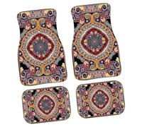 Alfombra De Piso De Automóviles Bohemio Retro, Patrón De Color Vibrante Personalizado, Alfombrillas De Piso Vintage De Diseño Oriental, 68 Cm, Respaldo Sin Deslizamiento, Fácil De Limpiar, Para Automó