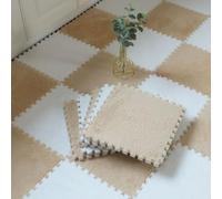 Alfombra de Piso de Espuma de Felpa, baldosas de Espuma de Felpa entrelazadas Multicolores Disponibles en 10 o 20 Paquetes(Beige and White,20Pcs)