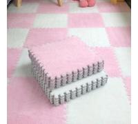 Alfombra de Piso de Espuma de Felpa, baldosas de Espuma de Felpa entrelazadas Multicolores Disponibles en 10 o 20 Paquetes(Pink and White,20Pcs)