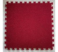 Alfombra De Piso Entrelazada Engrosada, Losetas De Alfombra De Espuma De Rompecabezas De Felpa, Alfombra De Área Esponjosa, Decoración Del Hogar, 24 X 24 Pulgadas, 16 Piezas - 60 Pies Cuadrados (Rojo