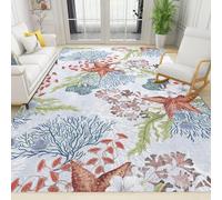 Alfombra de playa de mar de Coastal Ocean Art Area Rug 120 x 180 cm Interior Exterior Washable Rug for Bedroom Living Room Kids Room Soft Throw Rug Floor Mat with Non Slip Backing