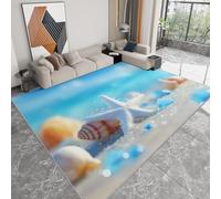 Alfombra de playa, estrella de mar, gotas de agua, 160 x 230 cm, alfombra para dormitorio, tema de verano, suave, alfombra de cocina, antideslizante, lavable, para salón, comedor, entrada interior