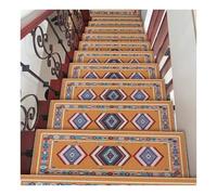 Alfombra de poliéster con Borde Redondeado para escalones de Madera, mármol, Hierro baldosas. Antideslizante, sin Cinta Adhesiva, para escaleras Interior(6PCS C,29.5x9.4x1.2)