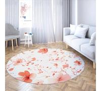 Alfombra de primavera 100cm Alfombras de área redonda Impresión lavable Flores de cerezo que no se desprenden Vivero Suave antideslizante Cocina Sala de estar Alfombras circulares para comedor