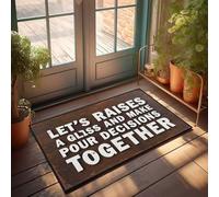 Alfombra de primavera para exteriores, con texto en inglés "Let's Raise A Glass And Take Decisions Together", felpudo para puerta de entrada interior (65 x 90 cm)