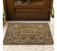 Alfombra de puerta de bienvenida con hojas, bayas naturales botánicas, texto sin goma, color verde, antideslizante, decoración al aire última intervensión, para puerta delantera, entrada, patio, 29 x
