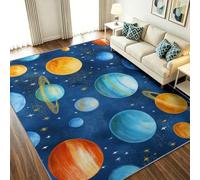 Alfombra de puerta, felpudo, 80 x 150 cm, interior antideslizante, absorbente, fácil de limpiar, diseño de dibujos animados, espacio de moqueta, universo cielo estrellado planetas alfombra de suelo