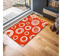 Alfombra de Puerta Interior, 50x80cm Alfombra de Entrada Arte Pop Dibujado A Mano Antideslizante Felpudos Círculo De Líneas De Garabatos Suaves Absorbentes para Oficina, Cocina, Baño - Rojo Anaranjado
