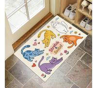 Alfombra de Puerta Interior, 50x80cm Alfombra de Entrada Gato Juguetón Antideslizante Felpudos Ejercicios Estiramiento Para Gatos Suaves Absorbentes para Oficina, Cocina, Baño - Colores De Macaron