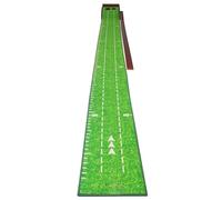 Alfombra de putting verde de interior - Tabla de entrenamiento de golf antideslizante estable, doble, área de entrenamiento compacta enrollable, estructura de madera maciza, retorno automático