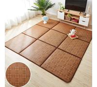 Alfombra de ratán natural antideslizante transpirable para sala de estar con bolsa de almacenamiento, ideal para dormir y gatear