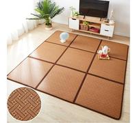 Alfombra de ratán natural antideslizante transpirable para sala de estar con bolsa de almacenamiento, ideal para dormir y gatear