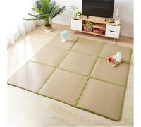 Alfombra de ratán natural antideslizante transpirable para sala de estar con bolsa de almacenamiento, ideal para dormir y gatear