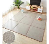 Alfombra de ratán natural antideslizante y transpirable para sala de estar, ideal para dormir y gatear, con bolsa de almacenamiento