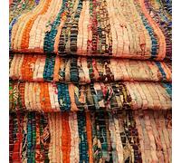 Alfombra de retales reciclados hecha a mano - Chindi - Multicolor - 150 x 90 cm