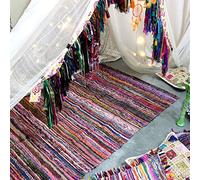 Alfombra de retales reciclados hecha a mano - Chindi - Multicolor - 150 x 90 cm