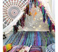 Alfombra de retales reciclados hecha a mano - Chindi - Multicolor - 150 x 90 cm