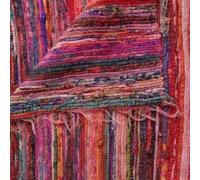 Alfombra de retales reciclados hecha a mano - Chindi - Multicolor - 150 x 90 cm, rosa rubor