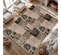 Alfombra de retazos de 100 x 160 cm, antideslizante, lavable a máquina, pelo corto, alfombra vintage para sala de estar, entrada, oficina, escritorio, mesita de noche, dormitorio, patrón floral