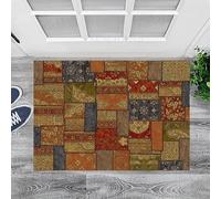 Alfombra de retazos de 120 x 160 cm, antideslizante, lavable a máquina, pelo corto, alfombra vintage para sala de estar, entrada, oficina, escritorio, mesita de noche, dormitorio, flores tradicionales