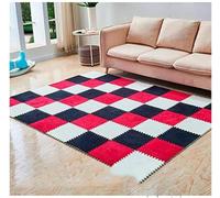 Alfombra de Rompecabezas de Felpa, 24 Alfombrillas entrelazadas de Espuma EVA de Felpa, Multicolor(Black+White+Red)