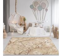 Alfombra de Sala de Estar 120 x 180 cm, Suaves Naturaleza Ramas Mármol Estampado Alfombras, Lavable Antideslizante Pelo Corto Alfombra Marrón Gris Claro, para Dormitorio Comedor Oficina