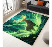 Alfombra de Sala de Estar 60 x 110 cm Alfombras de Pelo Corto y denso para dormitorios Ciervo De Dibujos Animados Rayo Mágico, Extra Suave y fácil de Limpiar, Verde