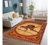 Alfombra de Sala de Estar 60 x 110 cm, Soldado Griego Retro Alfombra Grande para Dormitorio de Adultos con Pelo Corto, Lavable y Antideslizante para decoración de Interiores, Marrón Oscuro