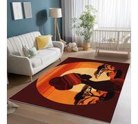 Alfombra de Sala de Estar 80 x 150 cm, Mujer Africana Tradicional Alfombra Grande para Dormitorio de Adultos con Pelo Corto, Lavable y Antideslizante para decoración de Interiores, Marrón Naranja