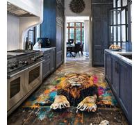 Alfombra de sala de estar y decoración para el hogar Graffiti 200x300cm Alfombras Coloridas de animales para dormitorio 200x300cm Multicolor León Lavable Antideslizante Suave Pila baja Interior